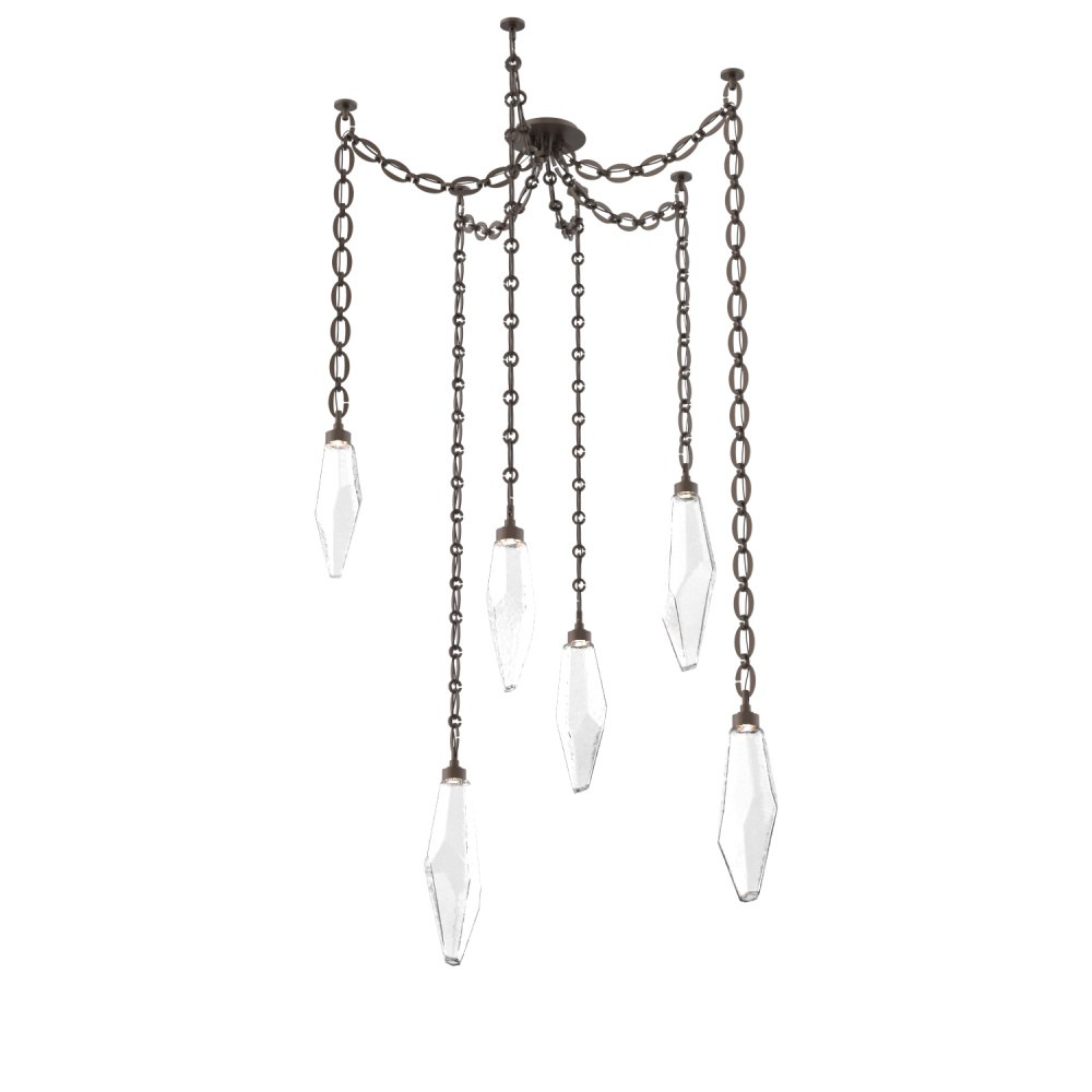 Rock Crystal Multi Light Pendant Multi Port Canopy Flat Bronze