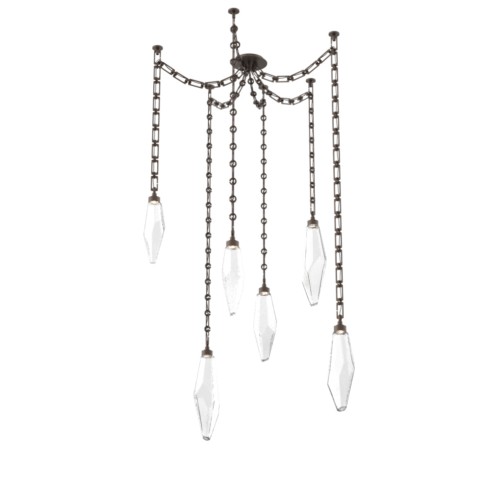 Rock Crystal Multi Light Pendant Multi Port Canopy Flat Bronze