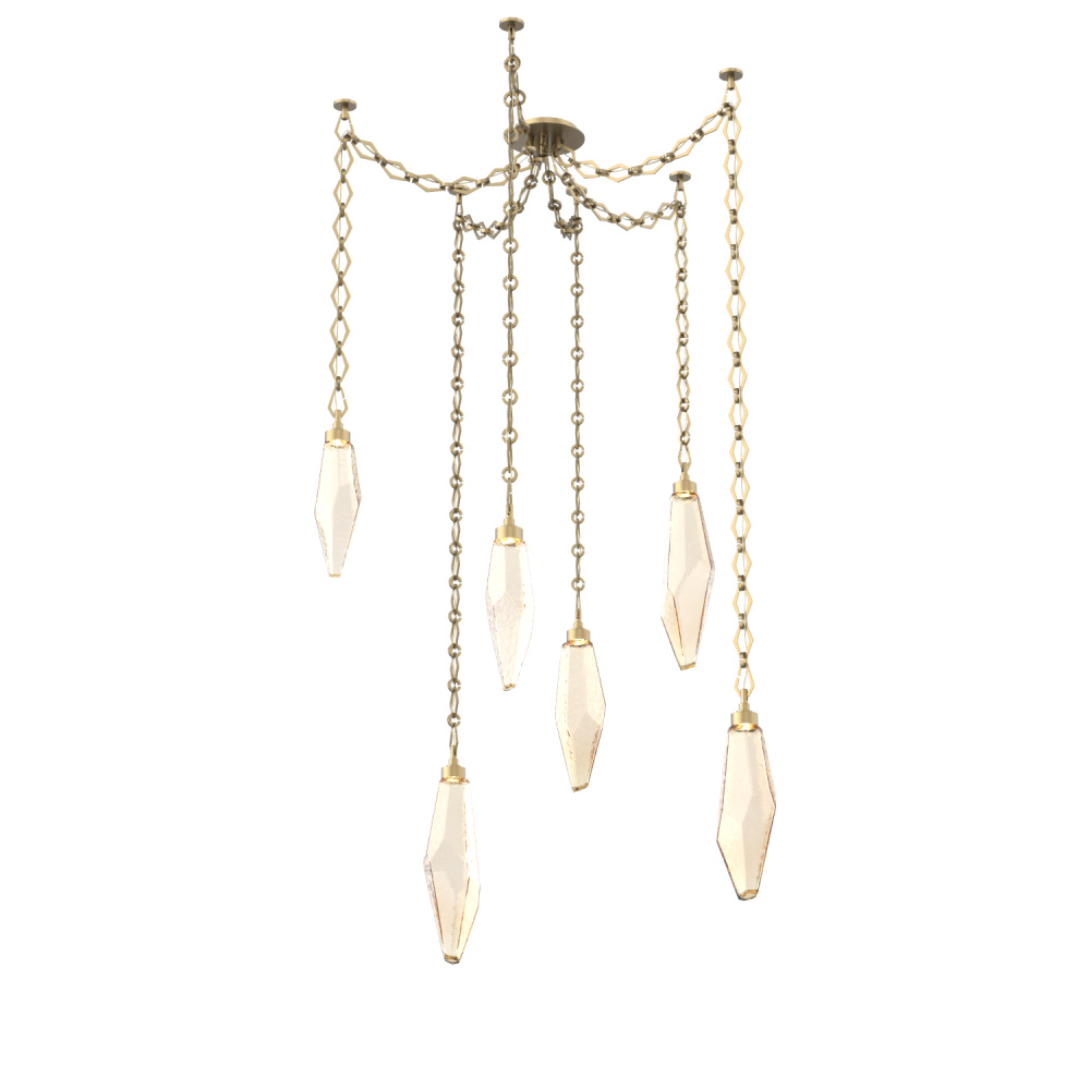 Rock Crystal Multi Light Pendant Multi Port Canopy Gilded Brass