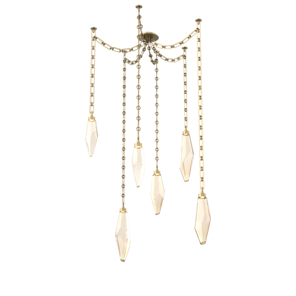 Rock Crystal Multi Light Pendant Multi Port Canopy Gilded Brass