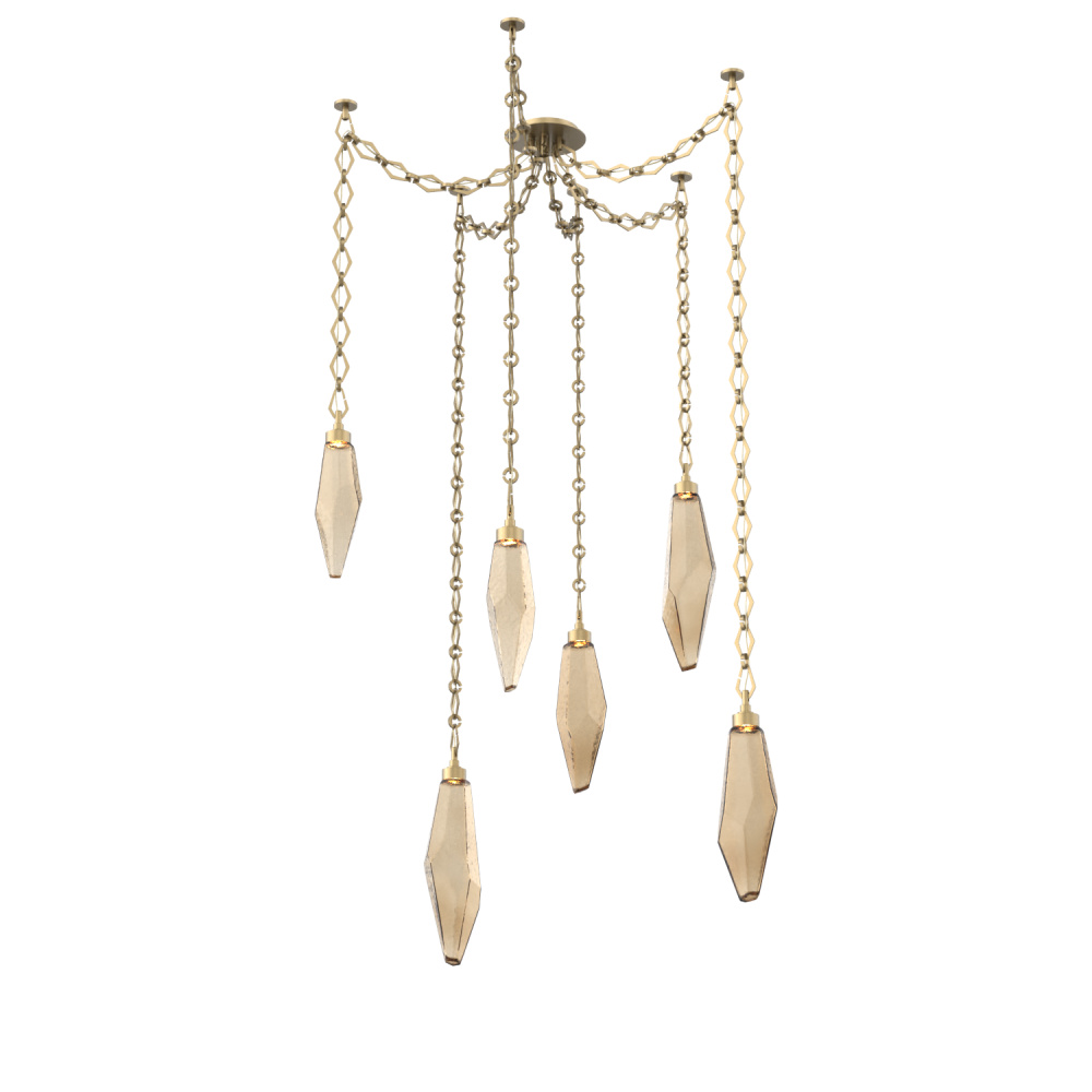 Rock Crystal Multi Light Pendant Multi Port Canopy Gilded Brass