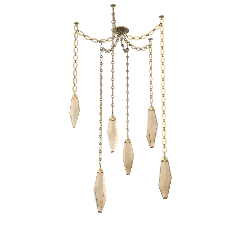 Rock Crystal Multi Light Pendant Multi Port Canopy Gilded Brass