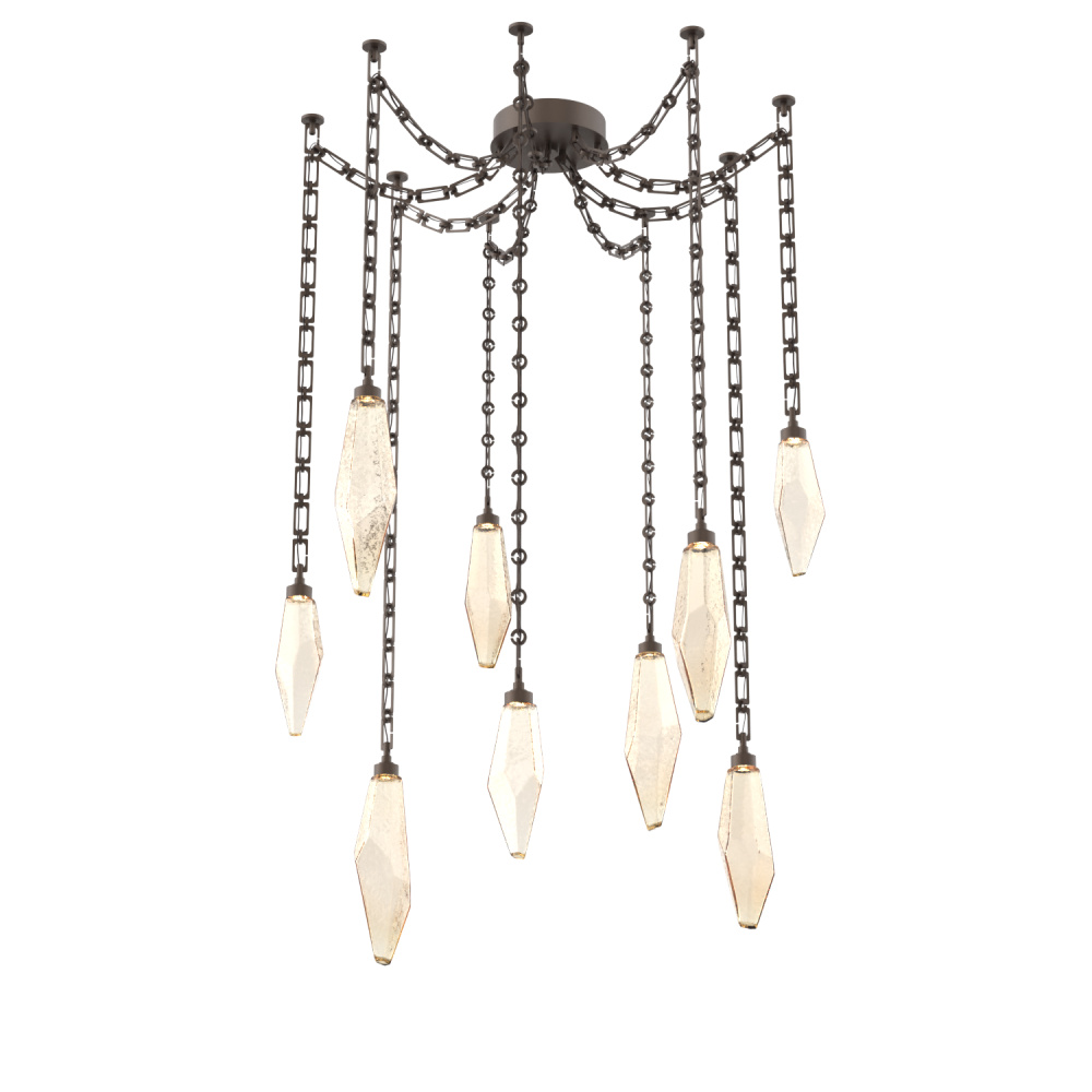 Rock Crystal Multi Light Pendant Multi Port Canopy Flat Bronze