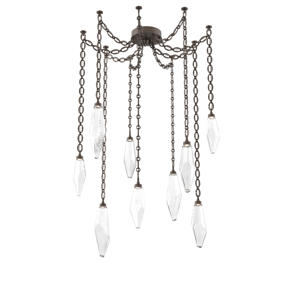 Rock Crystal Multi Light Pendant Multi Port Canopy Flat Bronze