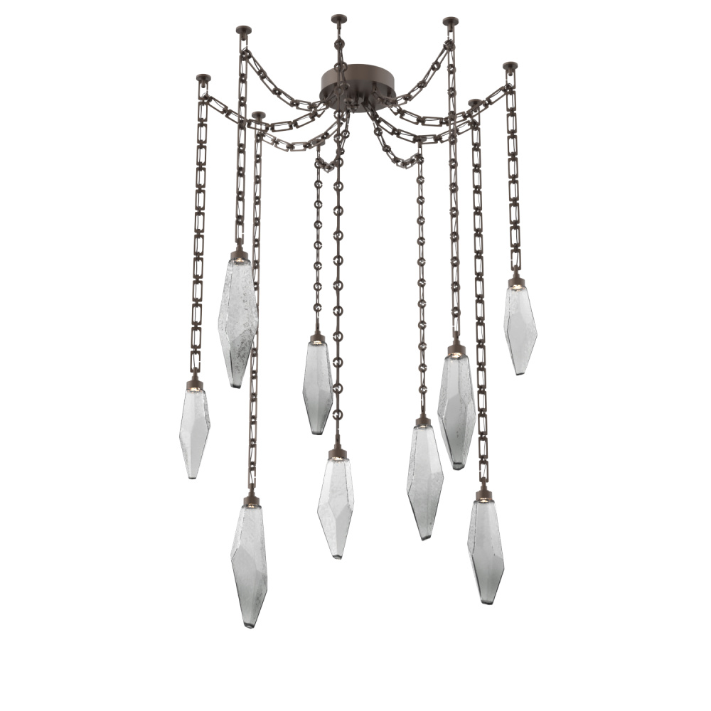 Rock Crystal Multi Light Pendant Multi Port Canopy Flat Bronze