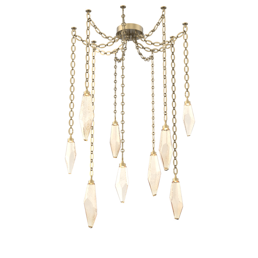 Rock Crystal Multi Light Pendant Multi Port Canopy Gilded Brass