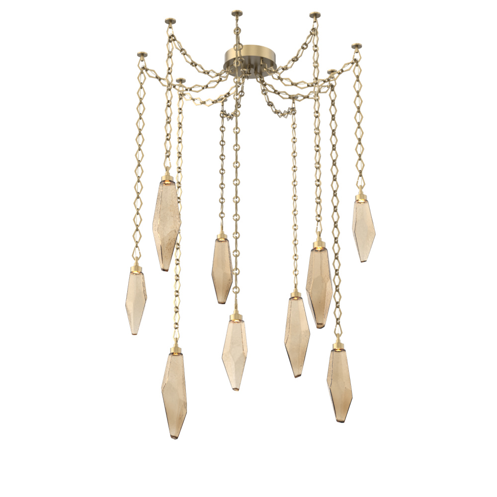 Rock Crystal Multi Light Pendant Multi Port Canopy Gilded Brass
