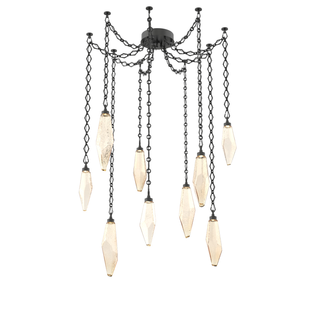 Rock Crystal Multi Light Pendant Multi Port Canopy Matte Black