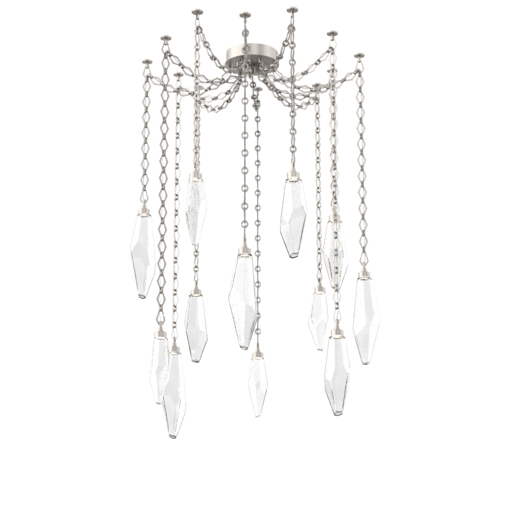 Rock Crystal Multi Light Pendant Multi Port Canopy Beige Silver