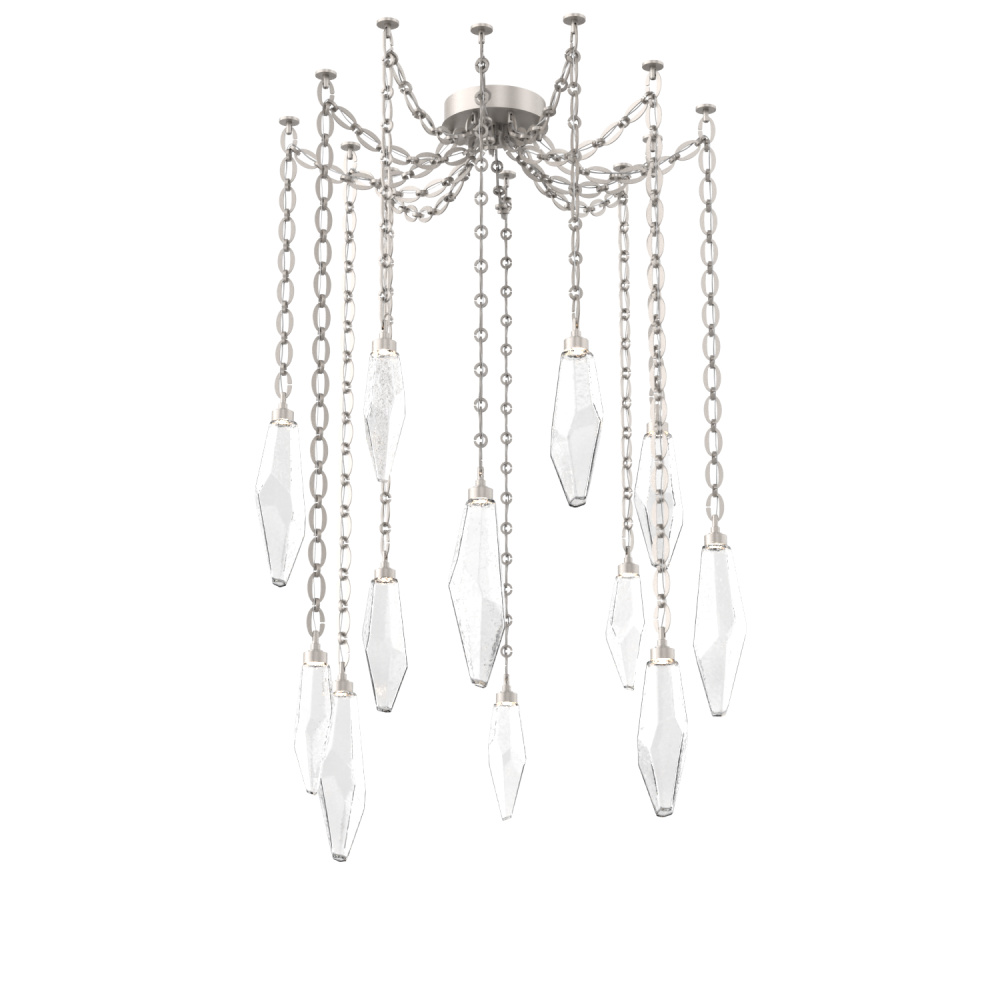 Rock Crystal Multi Light Pendant Multi Port Canopy Beige Silver