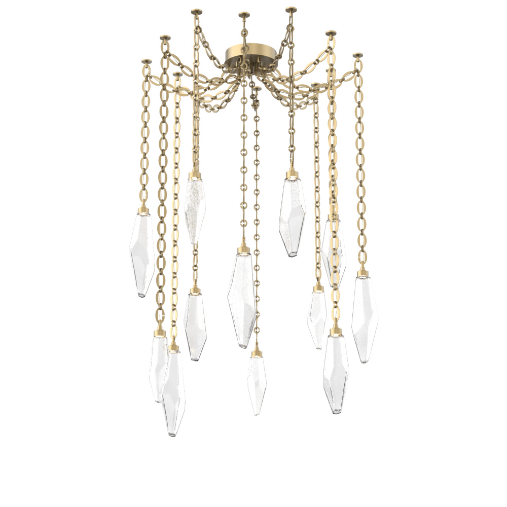 Rock Crystal Multi Light Pendant Multi Port Canopy Gilded Brass