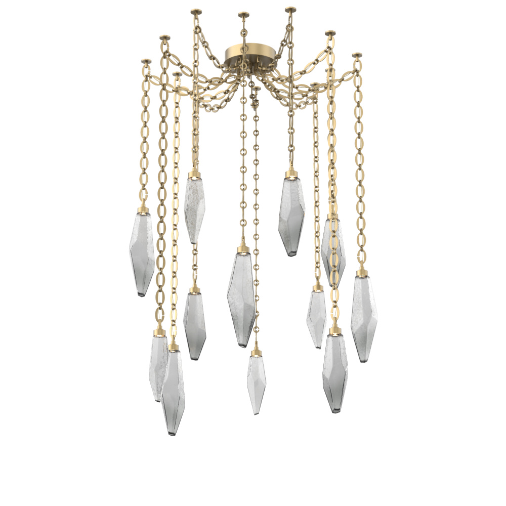 Rock Crystal Multi Light Pendant Multi Port Canopy Gilded Brass