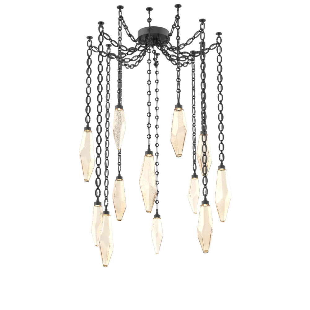 Rock Crystal Multi Light Pendant Multi Port Canopy Matte Black
