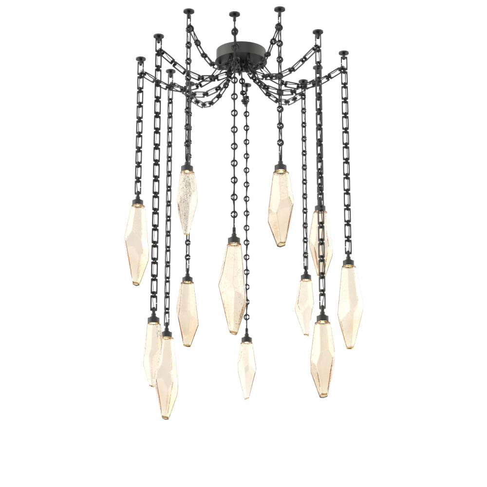 Rock Crystal Multi Light Pendant Multi Port Canopy Matte Black