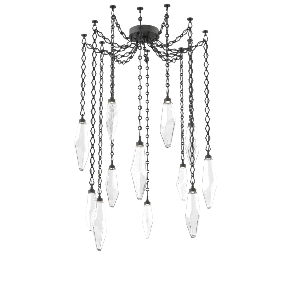Rock Crystal Multi Light Pendant Multi Port Canopy Matte Black