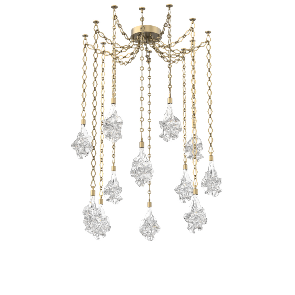 Blossom Multi Light Pendant Multi Port Canopy Gilded Brass