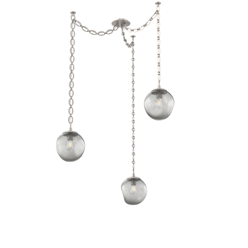 Aster Bulb Multi Light Pendant Multi Port Canopy Beige Silver