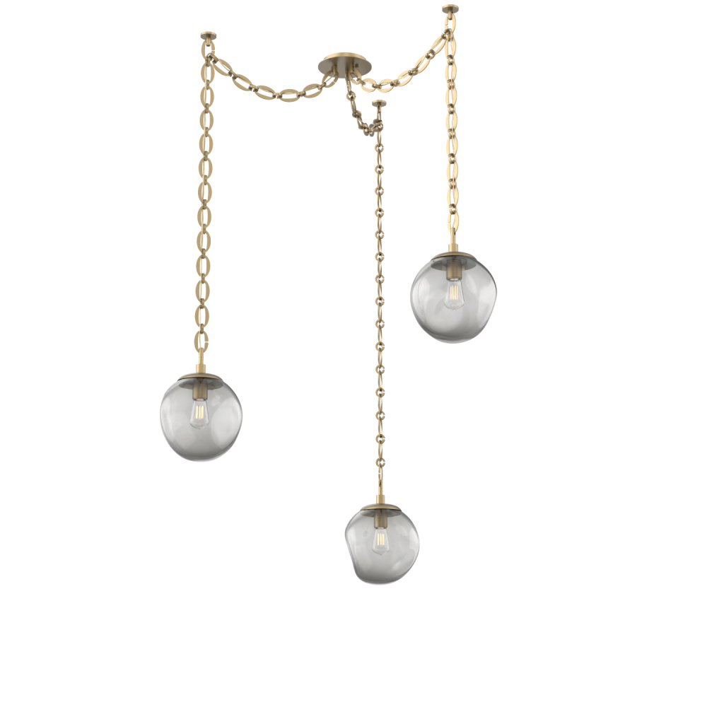 Aster Bulb Multi Light Pendant Multi Port Canopy Gilded Brass