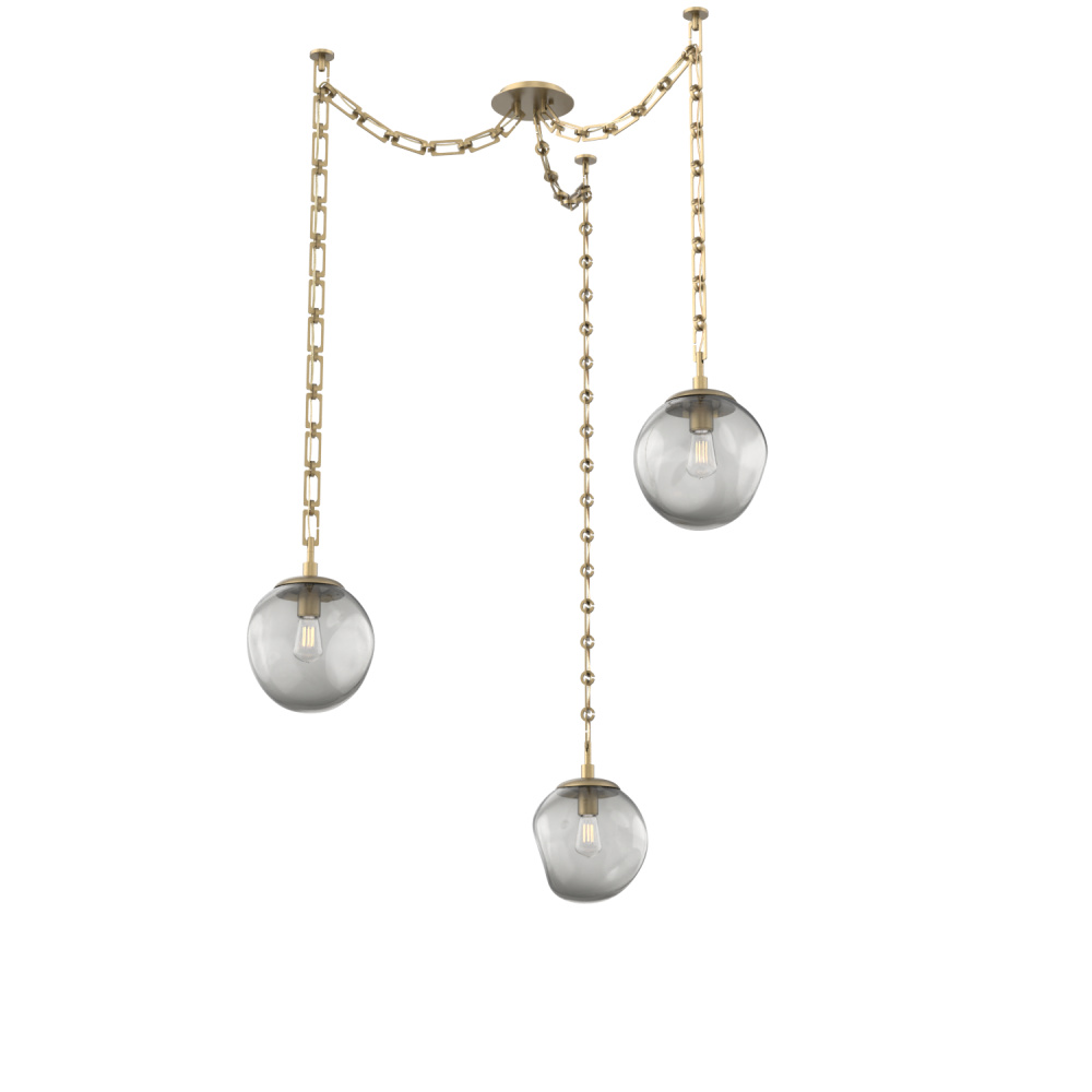 Aster Bulb Multi Light Pendant Multi Port Canopy Gilded Brass