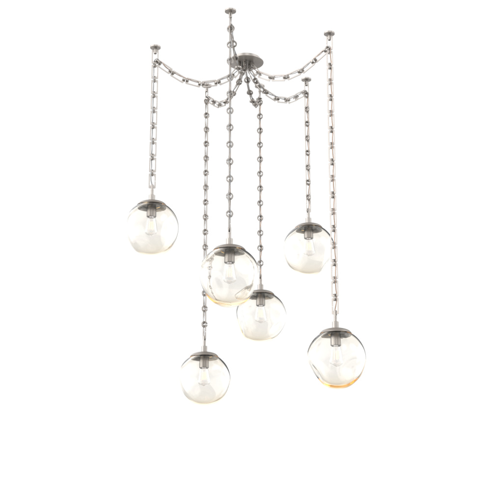 Aster Bulb Multi Light Pendant Multi Port Canopy Beige Silver