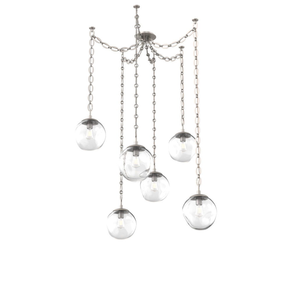 Aster Bulb Multi Light Pendant Multi Port Canopy Beige Silver