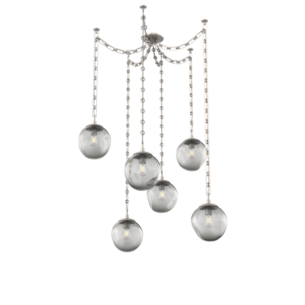 Aster Bulb Multi Light Pendant Multi Port Canopy Beige Silver