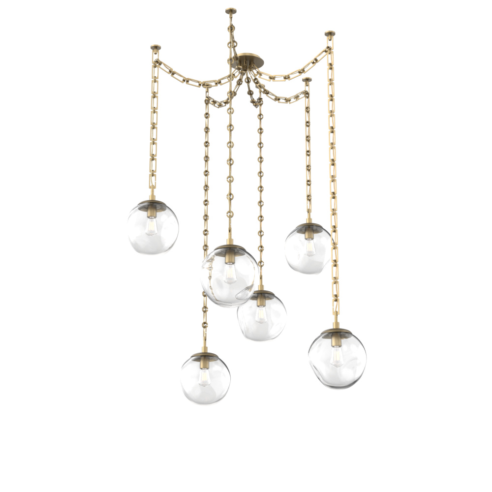 Aster Bulb Multi Light Pendant Multi Port Canopy Gilded Brass