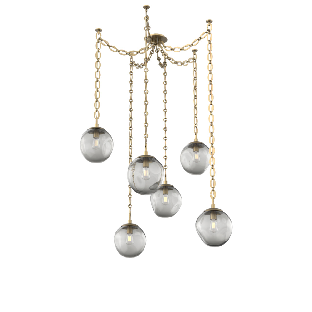 Aster Bulb Multi Light Pendant Multi Port Canopy Gilded Brass
