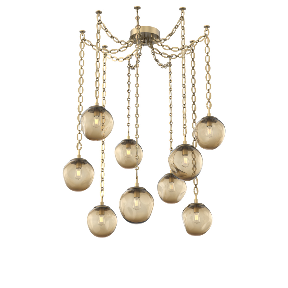 Aster Bulb Multi Light Pendant Multi Port Canopy Gilded Brass