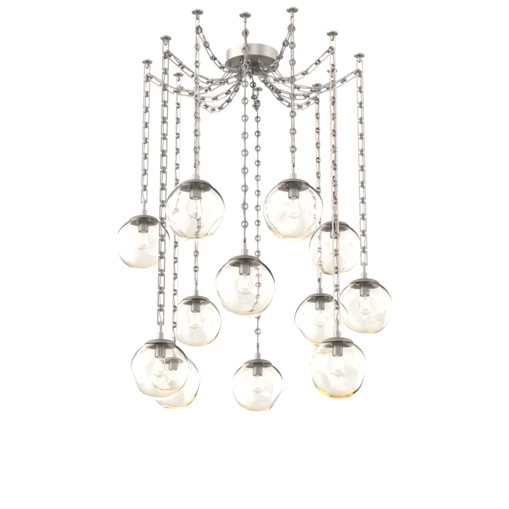 Aster Bulb Multi Light Pendant Multi Port Canopy Beige Silver