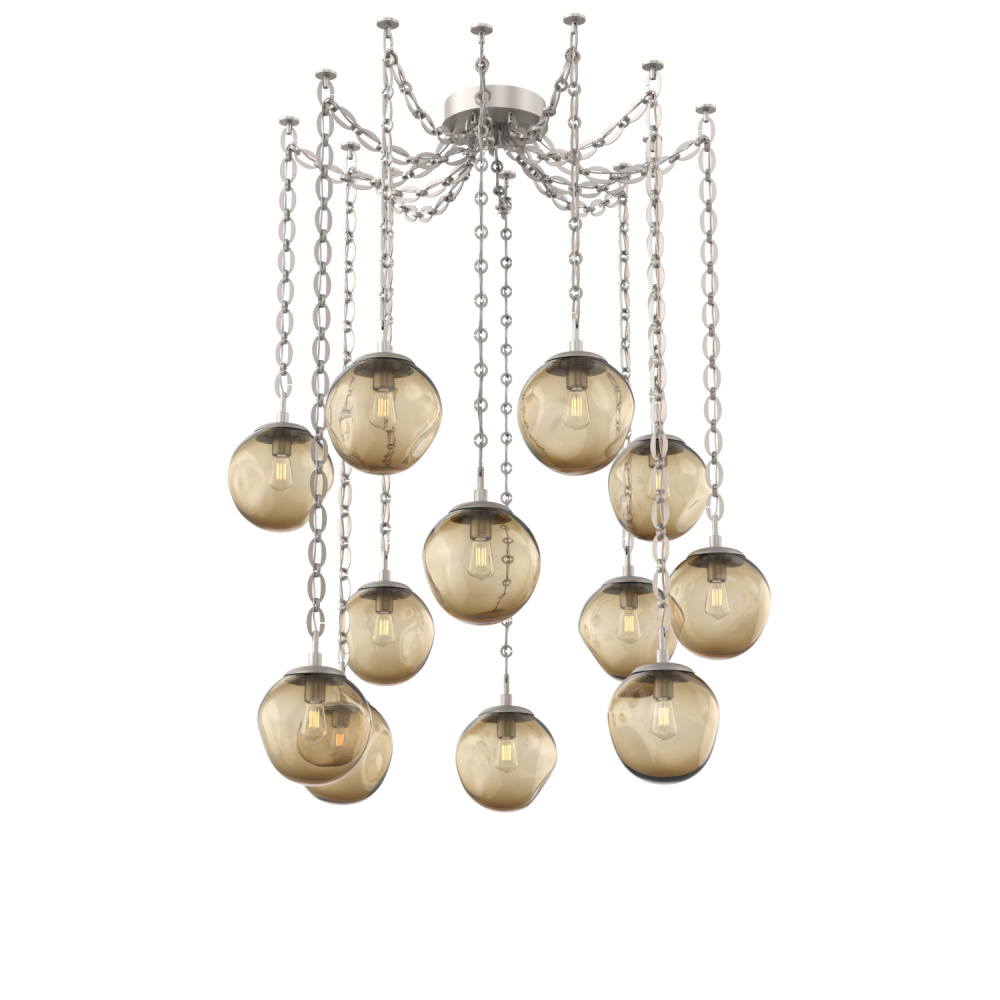 Aster Bulb Multi Light Pendant Multi Port Canopy Beige Silver
