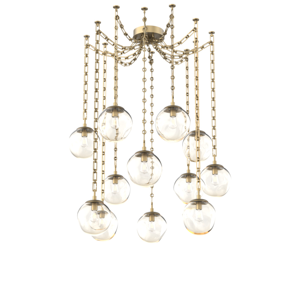 Aster Bulb Multi Light Pendant Multi Port Canopy Gilded Brass