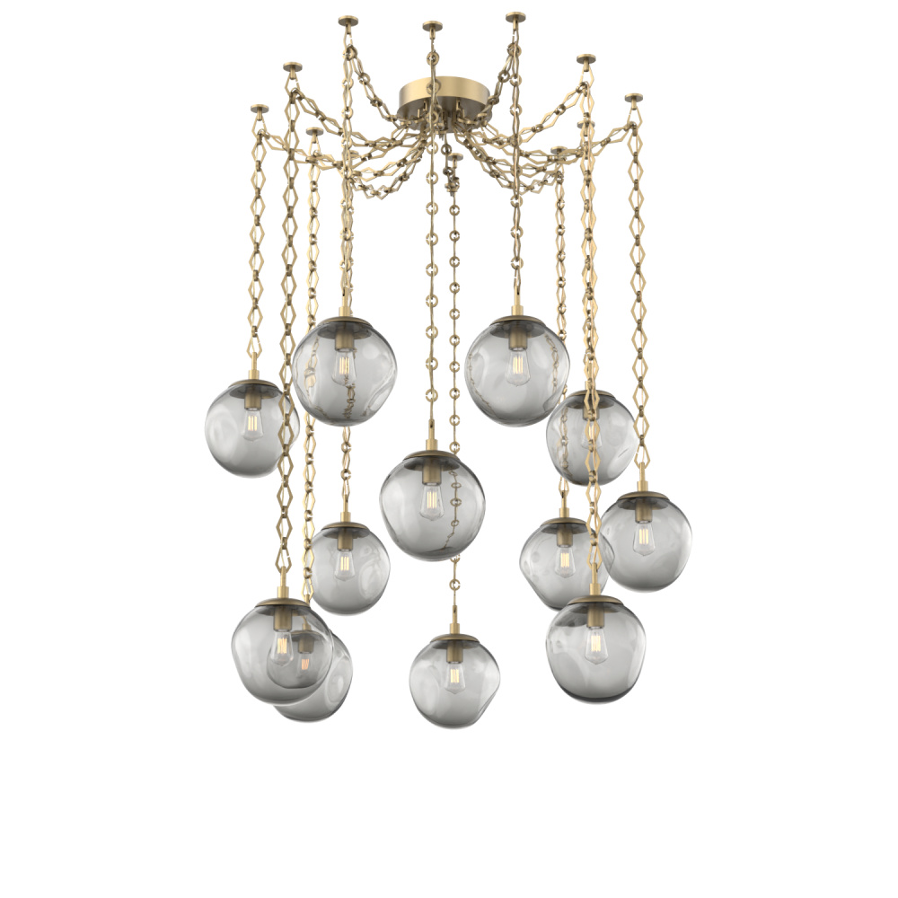 Aster Bulb Multi Light Pendant Multi Port Canopy Gilded Brass