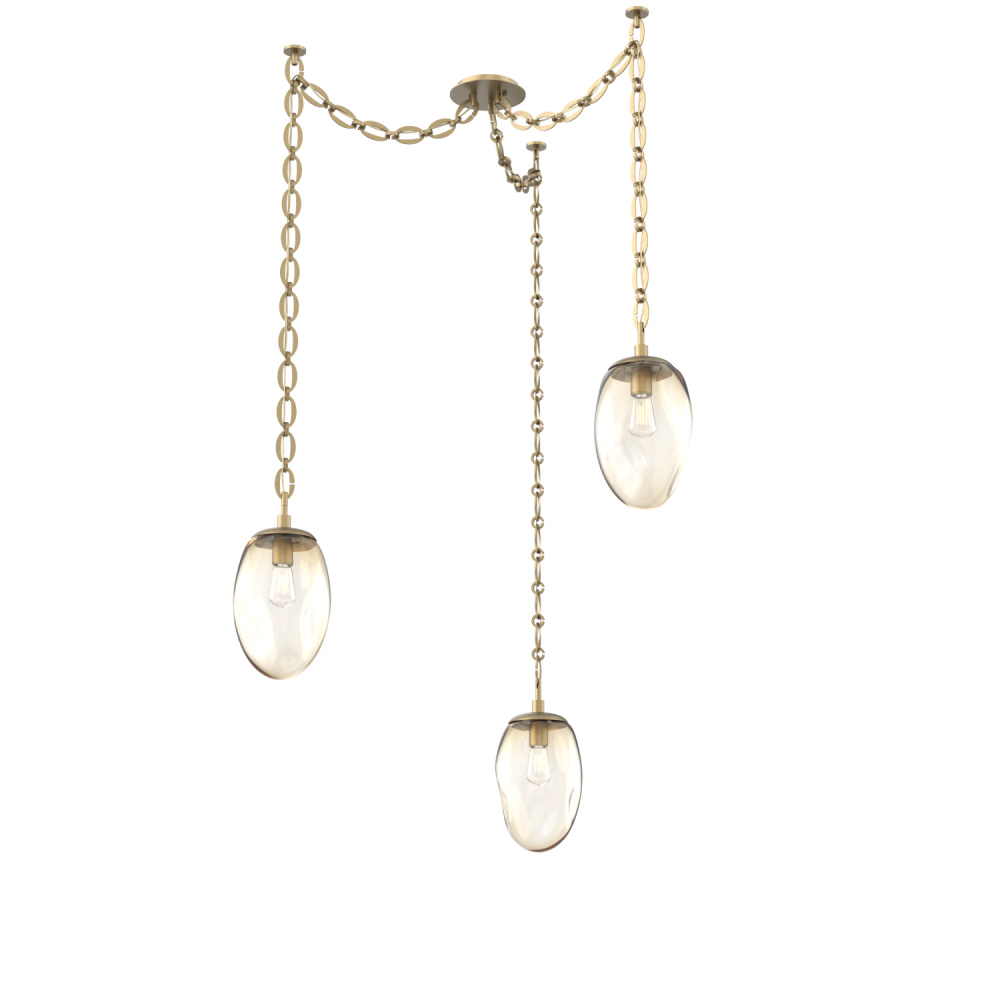 Meteo Bulb Multi Light Pendant Multi Port Canopy Gilded Brass