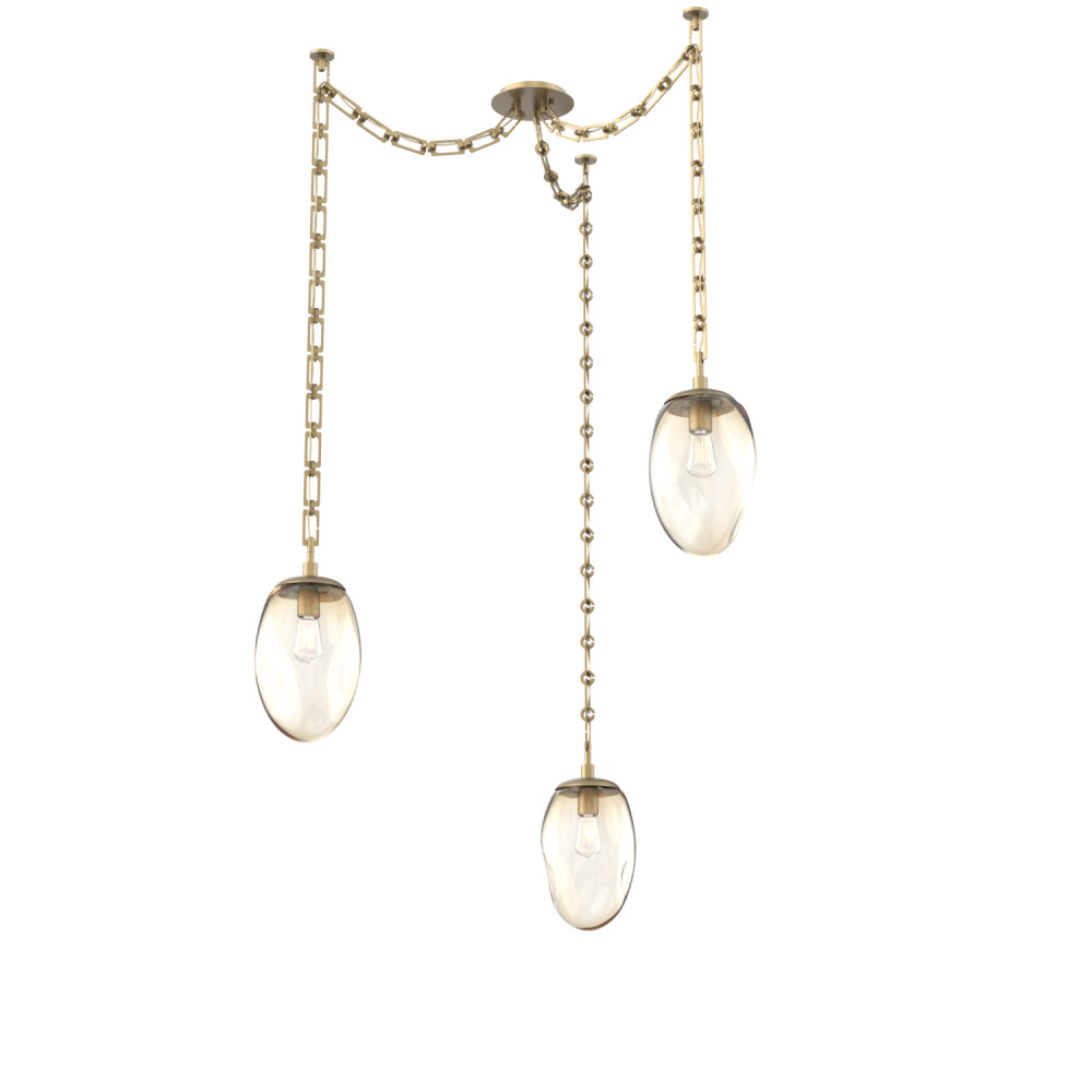 Meteo Bulb Multi Light Pendant Multi Port Canopy Gilded Brass
