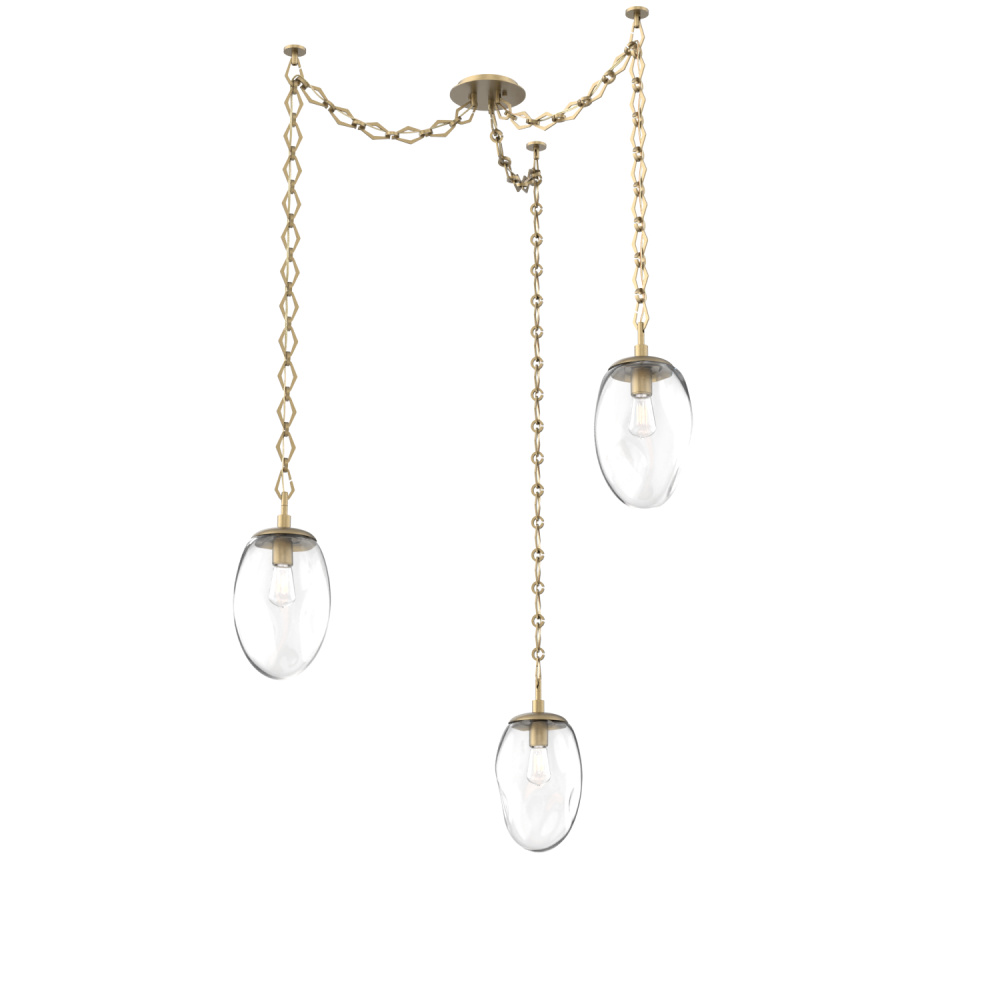Meteo Bulb Multi Light Pendant Multi Port Canopy Gilded Brass