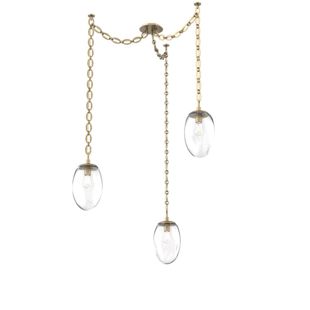 Meteo Bulb Multi Light Pendant Multi Port Canopy Gilded Brass