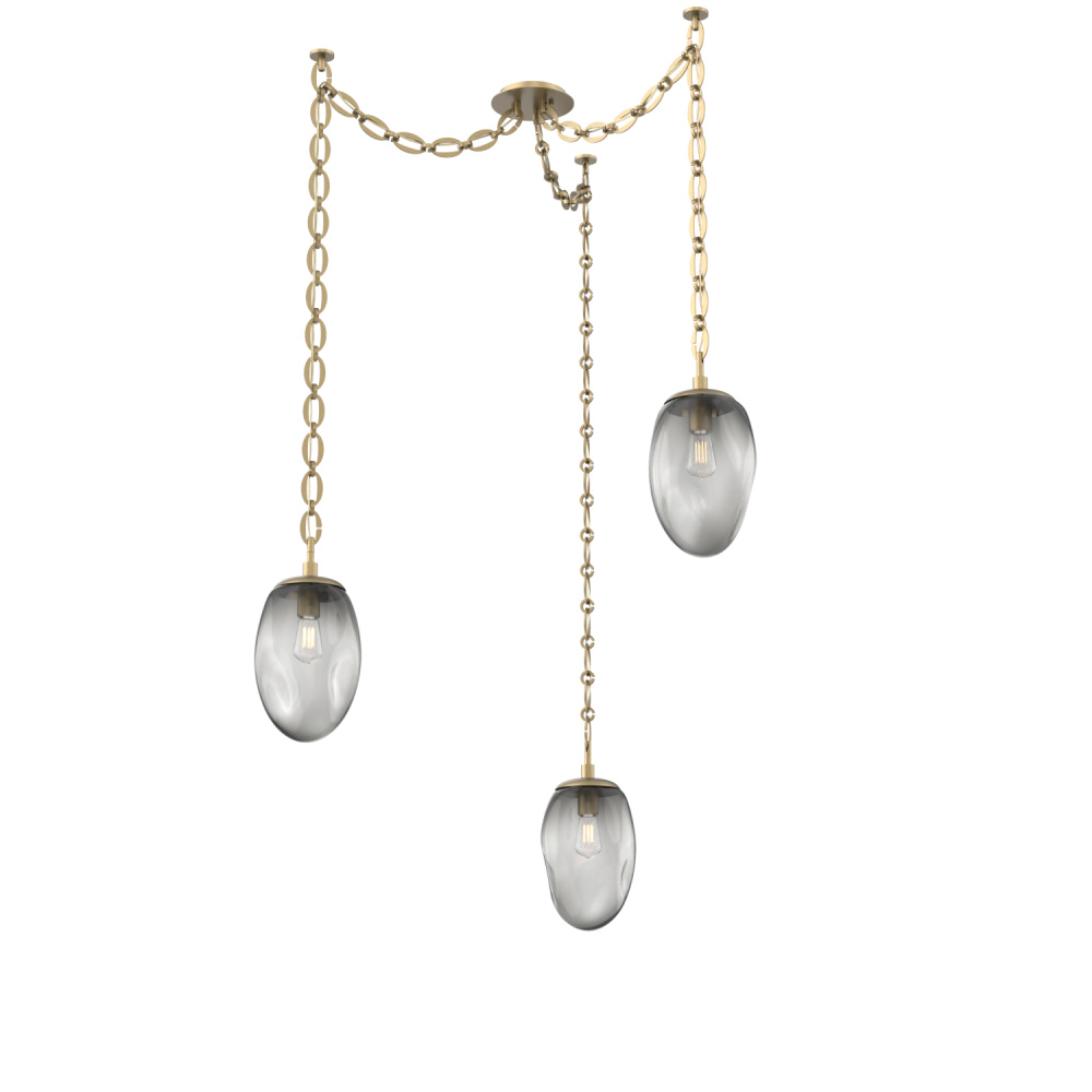Meteo Bulb Multi Light Pendant Multi Port Canopy Gilded Brass