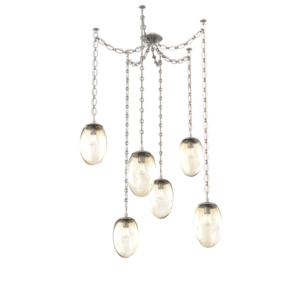 Meteo Bulb Multi Light Pendant Multi Port Canopy Beige Silver