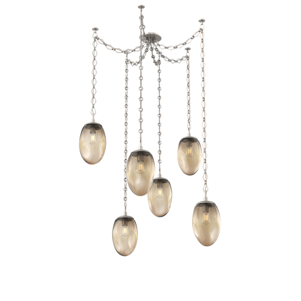 Meteo Bulb Multi Light Pendant Multi Port Canopy Beige Silver