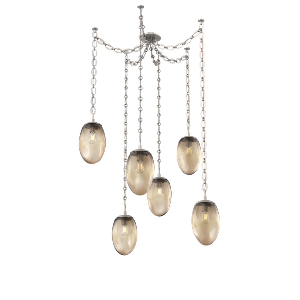 Meteo Bulb Multi Light Pendant Multi Port Canopy Beige Silver