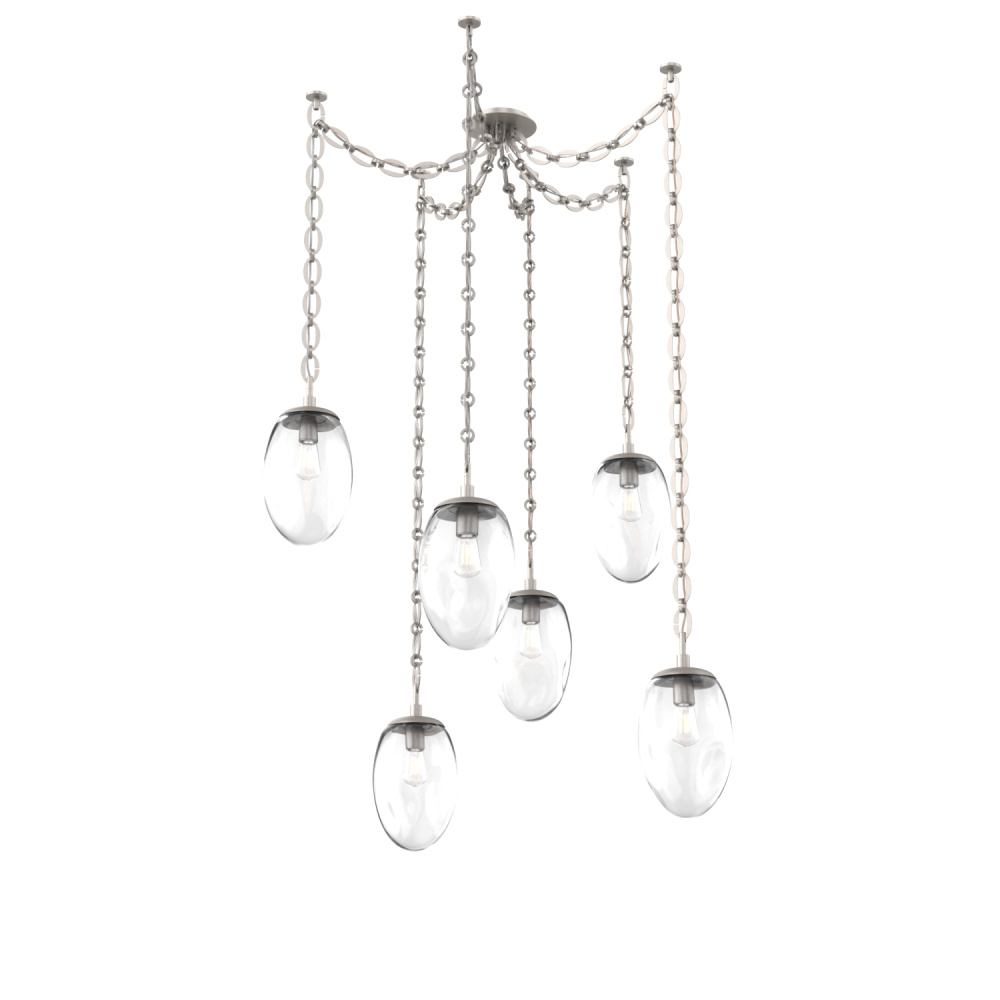 Meteo Bulb Multi Light Pendant Multi Port Canopy Beige Silver