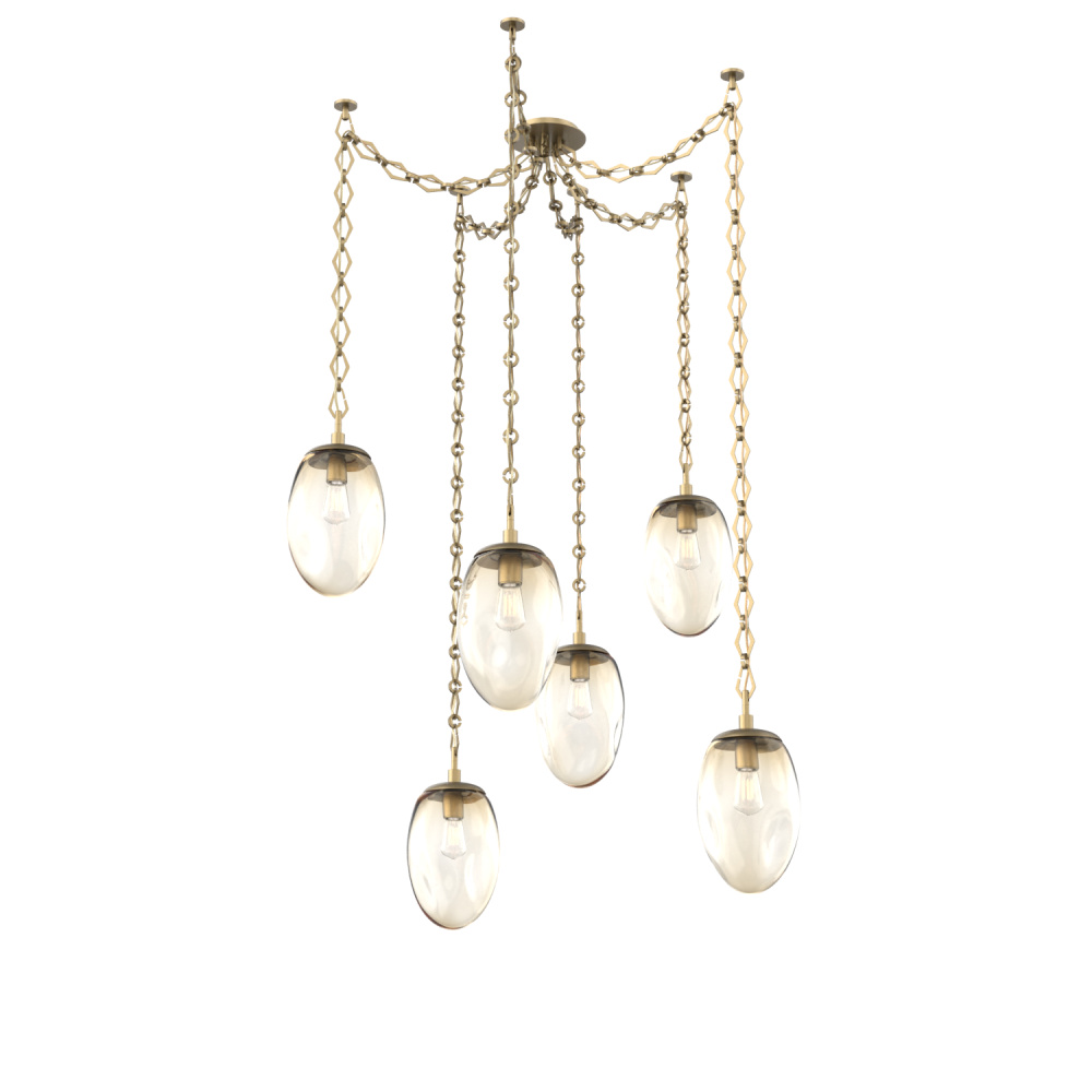 Meteo Bulb Multi Light Pendant Multi Port Canopy Gilded Brass