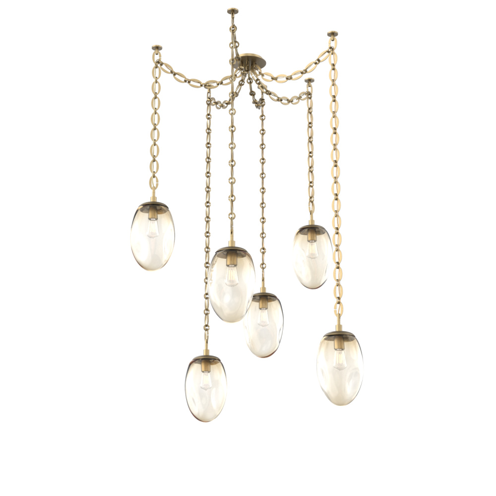 Meteo Bulb Multi Light Pendant Multi Port Canopy Gilded Brass