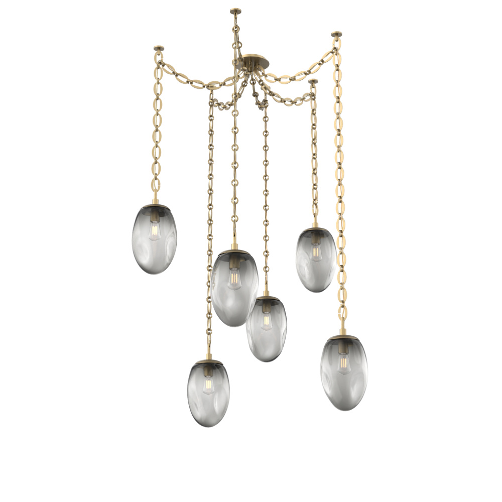 Meteo Bulb Multi Light Pendant Multi Port Canopy Gilded Brass