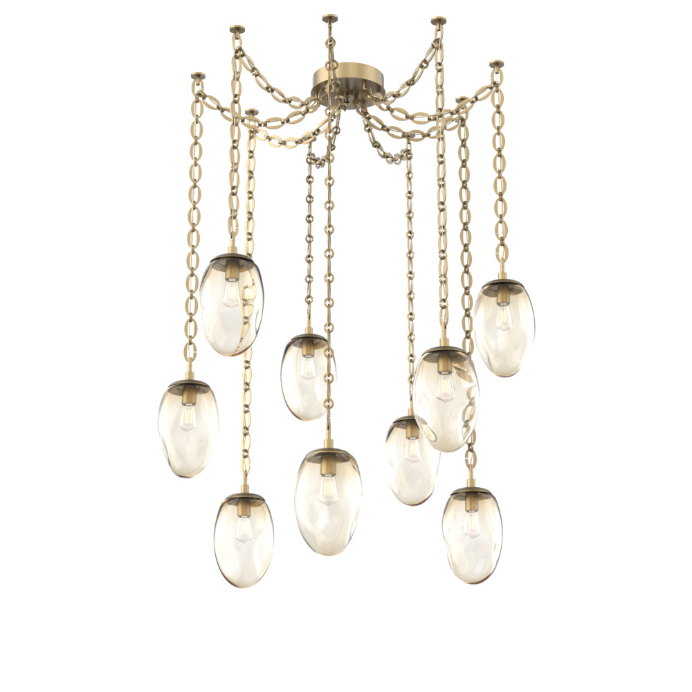 Meteo Bulb Multi Light Pendant Multi Port Canopy Gilded Brass