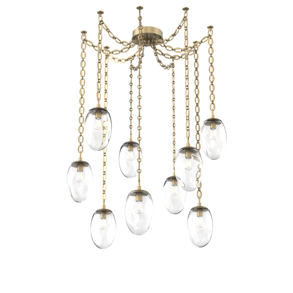 Meteo Bulb Multi Light Pendant Multi Port Canopy Gilded Brass