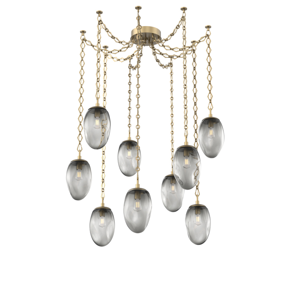 Meteo Bulb Multi Light Pendant Multi Port Canopy Gilded Brass
