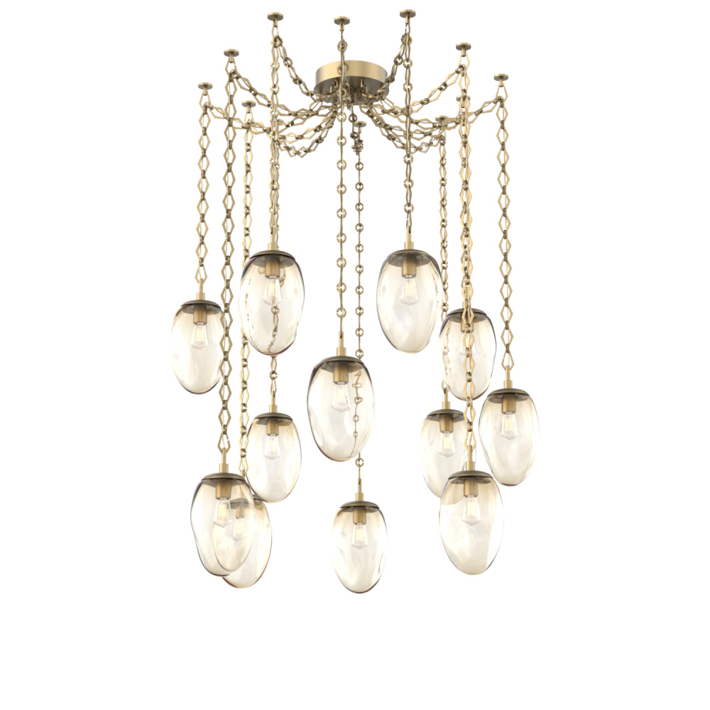 Meteo Bulb Multi Light Pendant Multi Port Canopy Gilded Brass