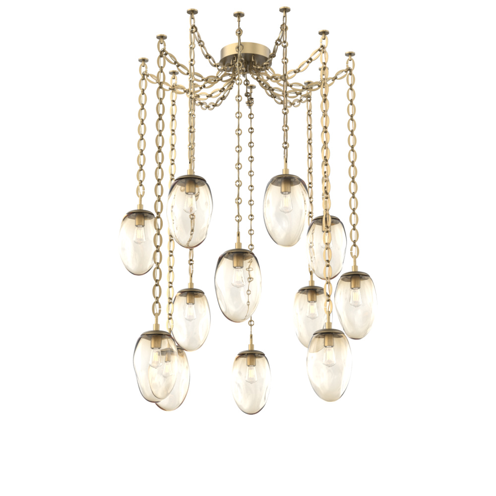 Meteo Bulb Multi Light Pendant Multi Port Canopy Gilded Brass
